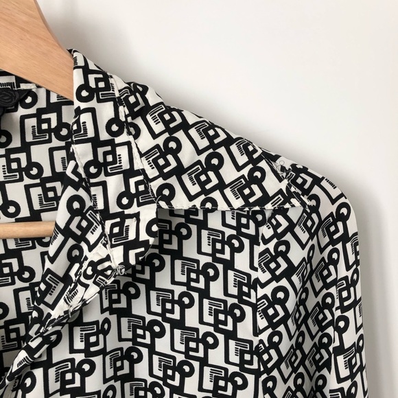 Patterned Silky Button up Top - Picture 6 of 6